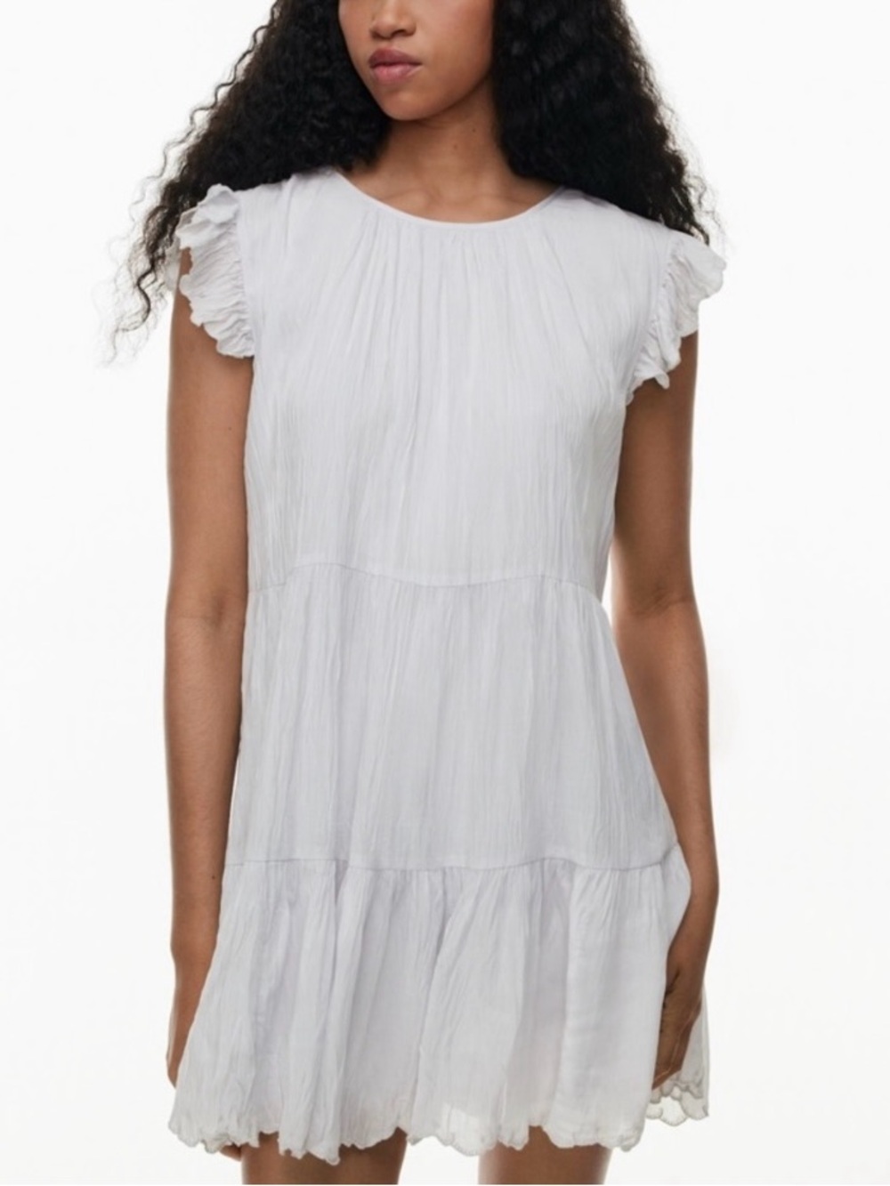 Wilfred White Ruffle Sleeve Tiered Tunic Dress